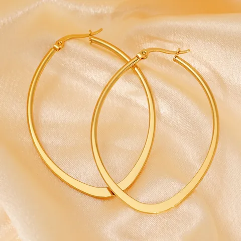 Oval Creolen 18K Vergoldeter Edelstahl Minimalistische Geometrische Polierte Modeaccessoire Für Damen