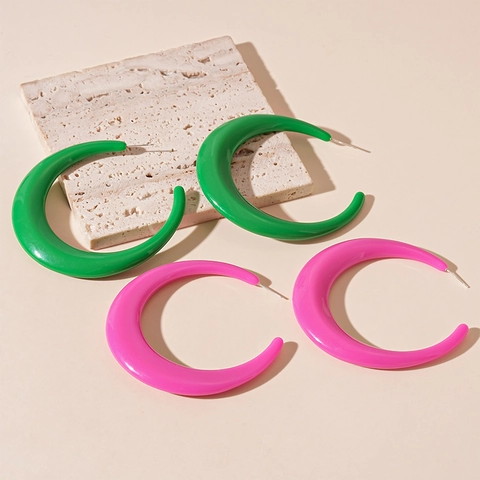 Orecchini A Cerchio Grandi In Acrilico Geometrici Forma A C Gioielli Di Moda Per Donna Con Perno In Argento