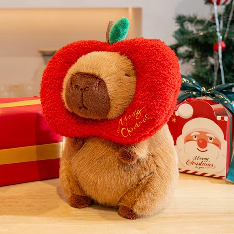 Weihnachten Wasserschwein Plüschtier Weiches Stofftier Mit Festlichem Hut Schal Winter Deko Puppe Geschenk Für Kinder