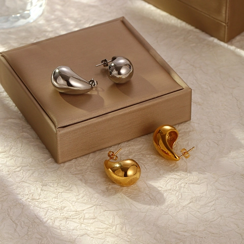 Pendientes De Gota De Agua Para Mujer Acero Inoxidable Chapado En Oro 18K Minimalista Lujo Forma Lágrima Joyería De Moda