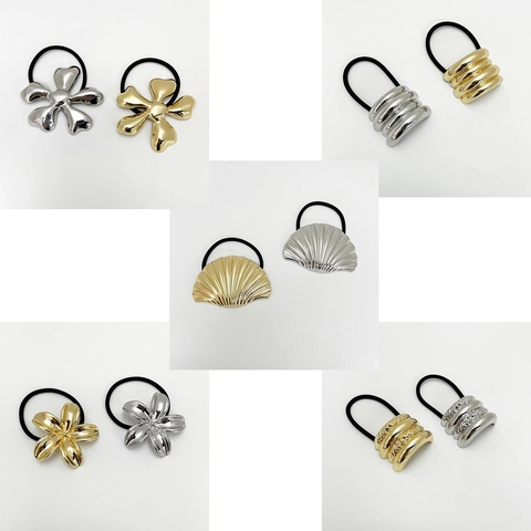 Minimalistische Legering Schelp Bloem Geometrische Haarbanden Hoge Elasticiteit Metalen Paardenstaart Houder Voor Dames