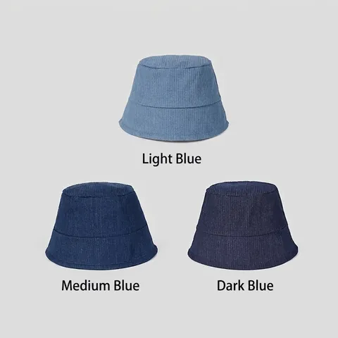 Gestreifter Denim Fischerhut Baumwolle Faltbar Sonnenschutz Lässige Retro Bucket Hat Für Damen