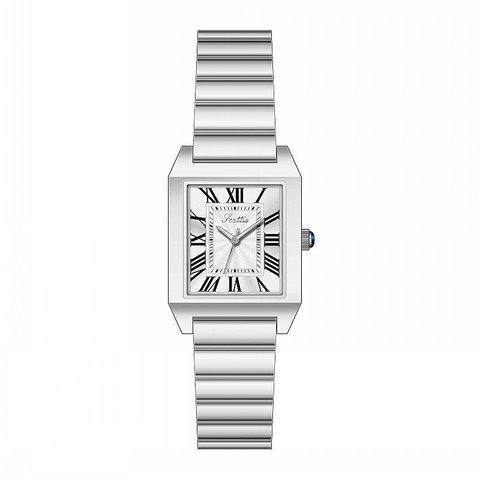 Women Rectangular Quartz Watch Vintage Roman Numerals Stainless Steel Strap Elegant Minimalist Waterproof Wristwatch