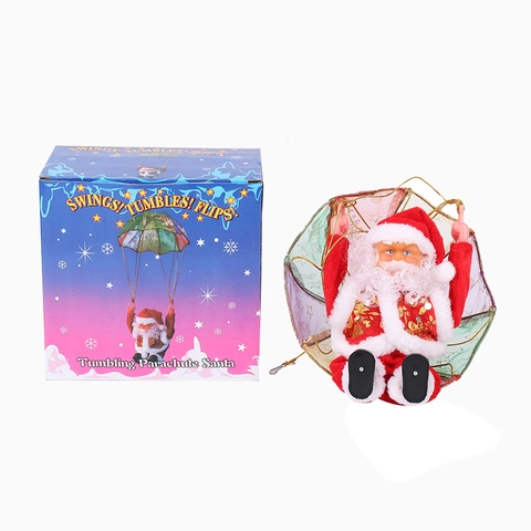 Babbo Natale Paracadute Elettrico Giocattolo Appeso Musicale Capriole Decorazione Natalizia Plastica Peluche