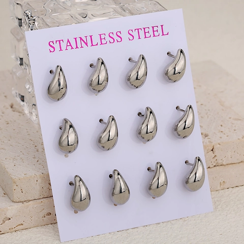 Minimalistische Edelstahl Wassertropfen Ohrstecker Kollektion Geometrisches Mopsiges Wasser Drop Design Mode Täglicher Schmuck Damen