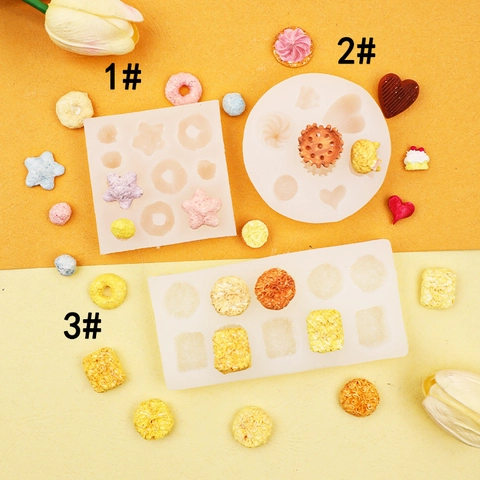 Silicone Mold Miniature Food Simulation Biscuit Candy Donut Noodle DIY Craft Baking Decor Tray