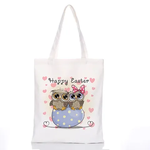 Borsa Tote In Tela Donna Stampa Gufo Cartone Animato Ecologica Riutilizzabile Borsa A Mano Casual Per Tutti I Giorni