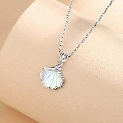 925 Sterling Zilver Schelp Hanger Halsketting Vrouwen Wit Kunstparelmoer Zirkonia Venetiaanse Ketting Sieraden Cadeau