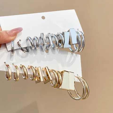 Orecchini A Cerchio Geometrici Minimalisti Con Perno In Argento Sterling 925 Metallo Lucido Forma C Gioielli