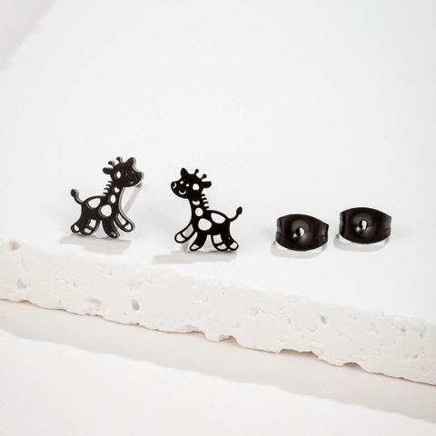 Pendientes De Botón De Jirafa Animal Acero Inoxidable Diseño Hueco Joyería De Moda Para Mujeres Niñas