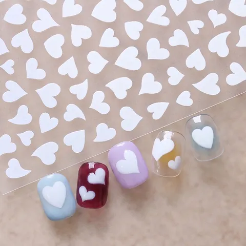 Autocollants À Ongles En Formε De Cœur Auto-Adhésifs Style Français Décoration Manucure DIY Romantique Doux Pour Femmes