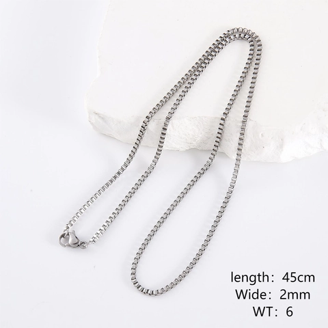 Box Chain Necklace 304 Stainless Steel Polished Square Link Basic Chain Jewelry For Men Women Unisex Fashion Minimalist Style