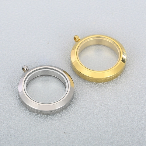 Colgante De Relicario Flotante Redondo De Acero Inoxidable Y Vidrio Abrible Para Creación De Joyas DIY