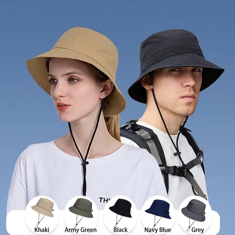 Sombrero De Pescador Cola De Caballo Nylon Protección Solar Ala Ancha Ajustable Resistente Al Viento Transpirable Pesca Exterior