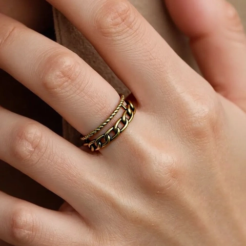 Anillos Abiertos de Cobre Punk Vintage Para Mujeres Hombres Anillo Ajustable de Cadena de Estrella Joyería de Moda Gótica Anillo de Dedo