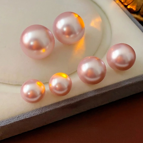 Pendientes De Botón De Perlas Artificiales Redondas Con Poste De Plata De Ley 925 Joyas Elegantes Vintage De Alta Gama Para Mujeres