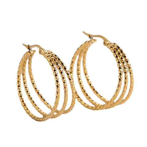 Hoop-Ohrringe 18K Vergoldeter 316L Edelstahl Gedrehte Seilstruktur Mehrlagiger Modeschmuck Für Frauen