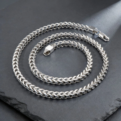 Collana E Bracciale Da Uomo In Acciaio Inossidabile Catena Franco Maglia Lucida Hip Hop Gioielli Accessorio