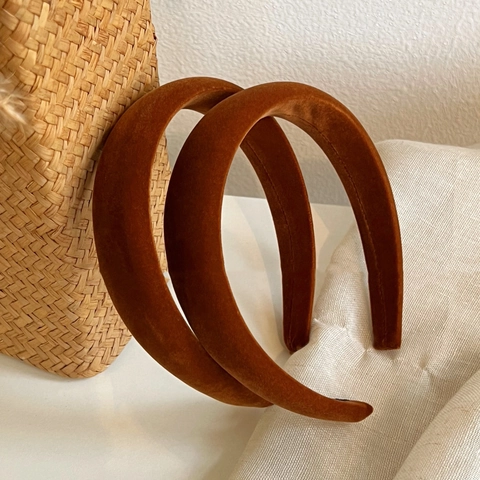 Retro Velvet Headband Thickened High Top Padded Hair Hoop For Women Autumn Winter Vintage Solid Color Hair Accessories