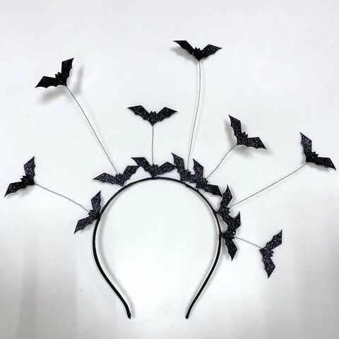 Diadema Halloween Murciélago Purpurina Cuernos Diablo Cuero Sintético Rosa Araña Velo Malla Cosplay Accesorios Para Cabello