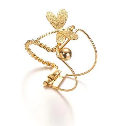 Bracciale Rigido a Cerniera in Acciaio Inossidabile Placcato Oro 18K Farfalla Libellula Bracciale a Corda Intrecciata Donna