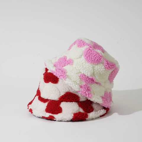 Cappello Alla Pescatora Invernale Lana Di Agnello Spesso Caldo Motivo Cuore Peluche Morbido Antivento Per Donne Uomini