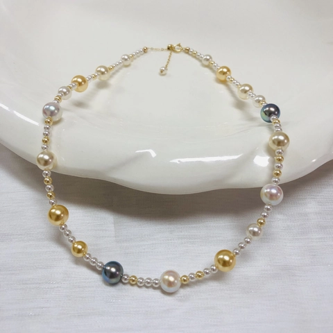 Collana di Perle Artificiali Multicolore Caramella Fatta a Mano per Donna Gioielli con Catena di Clavicola in Cristallo Artificiale in Argento Sterling 925
