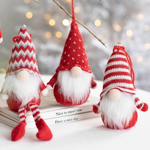 Adornos De Gnomos De Navidad Gorro De Punto Piernas Largas Peluche Tomte Decoración Colgante Sueca Festiva Hogar