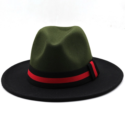 Cappello Fedora Tesa Larga Bicolore Patchwork Retro Stile Jazz Classico Unisex Cotone Poliestere Accessori Western