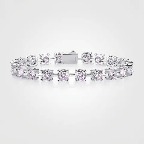 925 Sterling Silver Moissanite Tennis Bracelet Round Cut Sparkling D Color Moissanite Link Bracelet For Women Men High Jewelry Gift