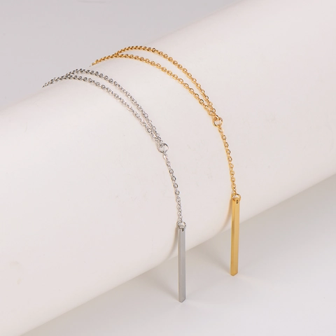Collar Lariat Minimalista Acero Inoxidable 304 Colgante Barra Larga Pilar Vertical Joyería Estilo Hip Hop Para Mujeres Hombres