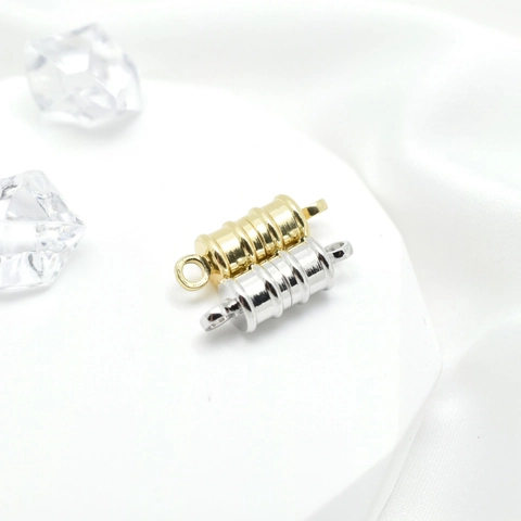 Bamboo Style Cylindrical Magnetic Clasp Copper Electroplated 18K Gold Silver Connection Clasp For DIY Jewelry Making