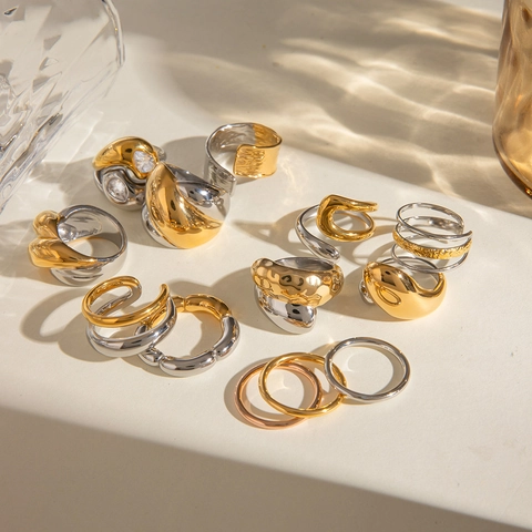 Anelli Minimalisti In Acciaio Inossidabile Oro Argento Forma Organica Geometrica Gioielli Di Moda Regolabili Per Donne