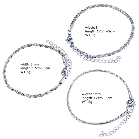 Minimalist Stainless Steel Bracelet Snake Curb Rope Chain For Men Women Adjustable Lobster Clasp Polished Jewelry Gift