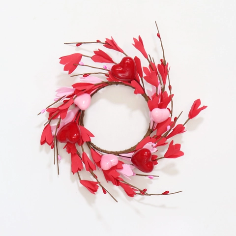 Corona De Corazón De San Valentín Espuma PE Pétalo Baya Ornamento Colgante Decoración De Pared De Boda Romántica