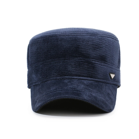 Gorra Plana De Pana Para Hombre Con Orejeras Forro De Felpa Cálido Y Grueso Gorra Militar De Invierno Resistente Al Viento