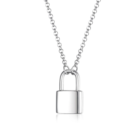 Collana Con Ciondolo A Lucchetto 925 Argento Sterling Minimalista Gioielli Di Lusso Per Donna