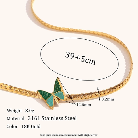 Mode Roestvrij Staal Vergulde Vlinder Hanger Halsketting Turkoois Vlinder NK Choker Halsketting Voor Dames Sieraden