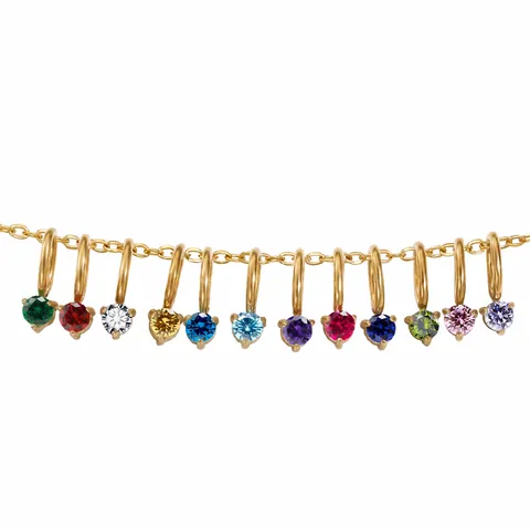 Stainless Steel 12 Birthstone Round Colorful Zirconia Charms DIY Handmade Necklace Pendant Jewelry Making Accessories For Women
