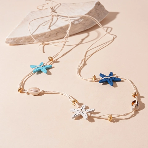 Starfish Shell Hand Woven Necklace Waist Chain Bohemian Beach Summer Resort Natural Accessories For Women Handmade Style