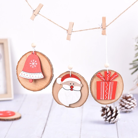 Decorazioni Natalizie Appese In Legno Fette Di Legno Naturale Pendenti Decorativi Per Albero Natale Babbo Natale Campana Regalo
