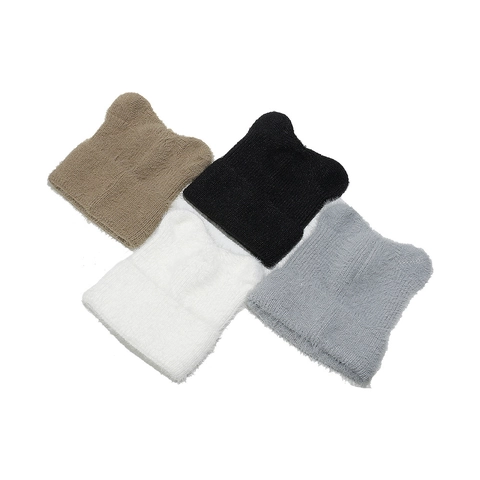 Gorro De Punto Cálido Para Mujer Invierno Piel Sintética Lindas Orejas De Gato Grueso A Prueba De Viento Informal Moda