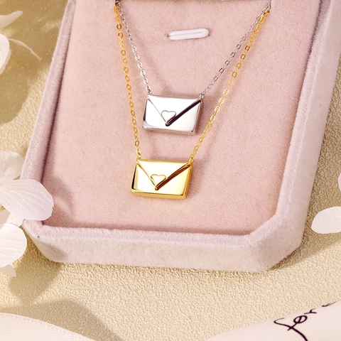 Collar Con Colgante De Sobre Plata De Ley 925 Abrible Grabado I Love You Regalo Romántico Joyería