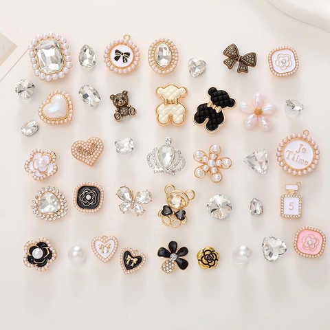 Dijes DIY Aleación Perla Artificial Strass Para Joyería Calzado Decoración Funda Teléfono Retro Elegante Accesorios Manualidades