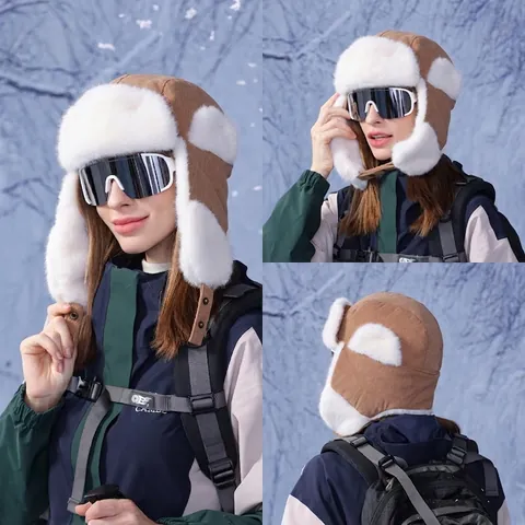 Cappello Da Trapper Invernale Da Donna Fodera In Pelliccia Sintetica Paraorecchie Termico Antivento Per Sci