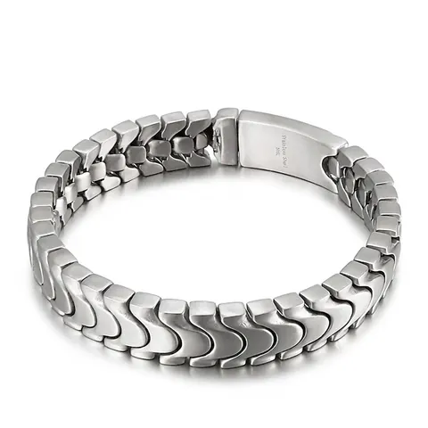 Bracciale Da Uomo Acciaio Inossidabile 316L Titanio Sabbiato Spazzolato Catena Intrecciata Stile Punk Gioielli