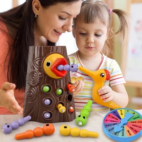 Magnetisches Specht Fangspielzeug Kunststoff Pädagogisches Lernspiel Für Kinder Hand Auge Koordination Training