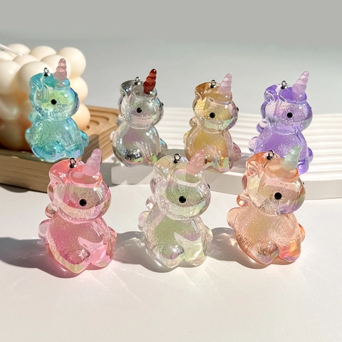 Portachiavi Unicorno Acrilico Iridescente Trasparente Colorato Texture A Bolle Accessorio Per Borse DIY Per Bambini Donne