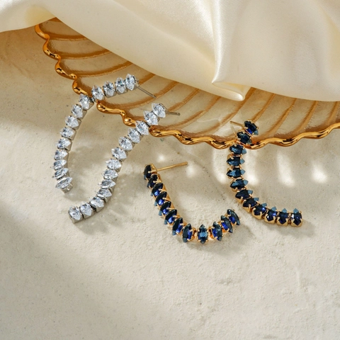 Orecchini a Bottone Lunghi con Nappina in Rame e Zirconia Vintage per Donna Orecchini Pendenti Geometrici Retrò Gioielli di Moda
