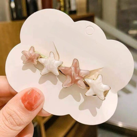 Enamel Star Heart Metal Duckbill Hair Clips Korean Style Sweet Side Fringe Barrette For Women Girls